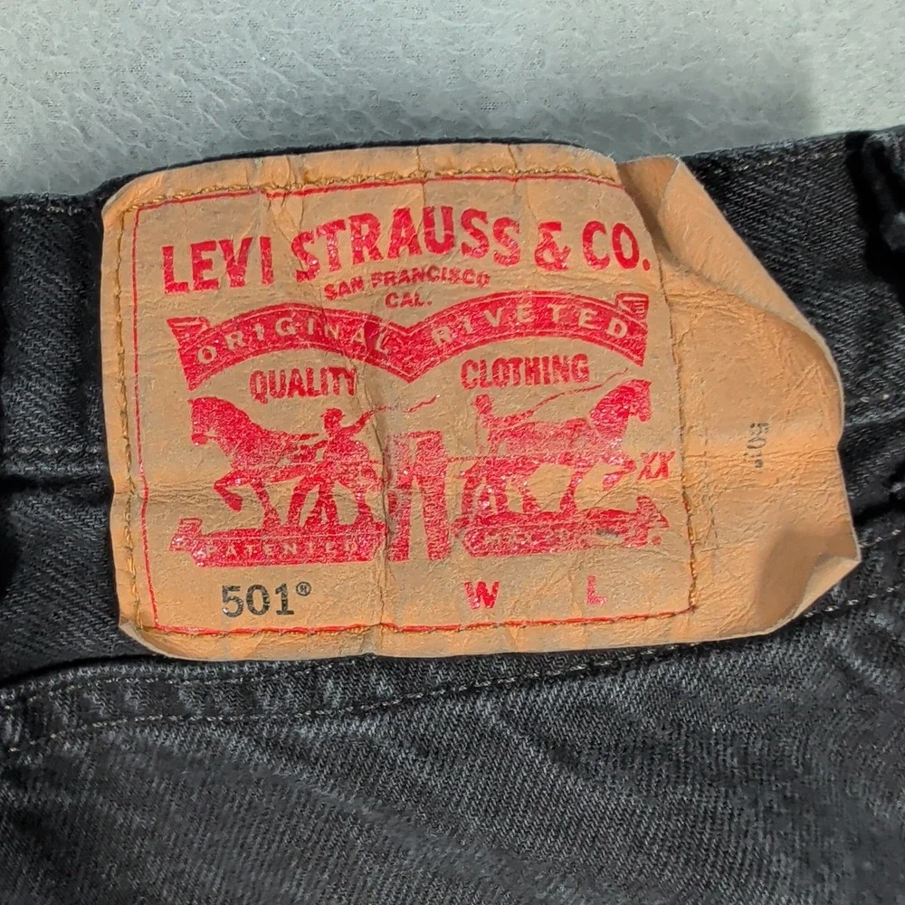 Levi's 501‎ Jeans Mens 50x30 Black Denim Button Fly Classic Original Fit